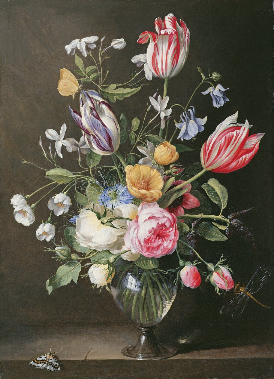 Flores num vaso de vidro de Johannes Antonius van der Baren