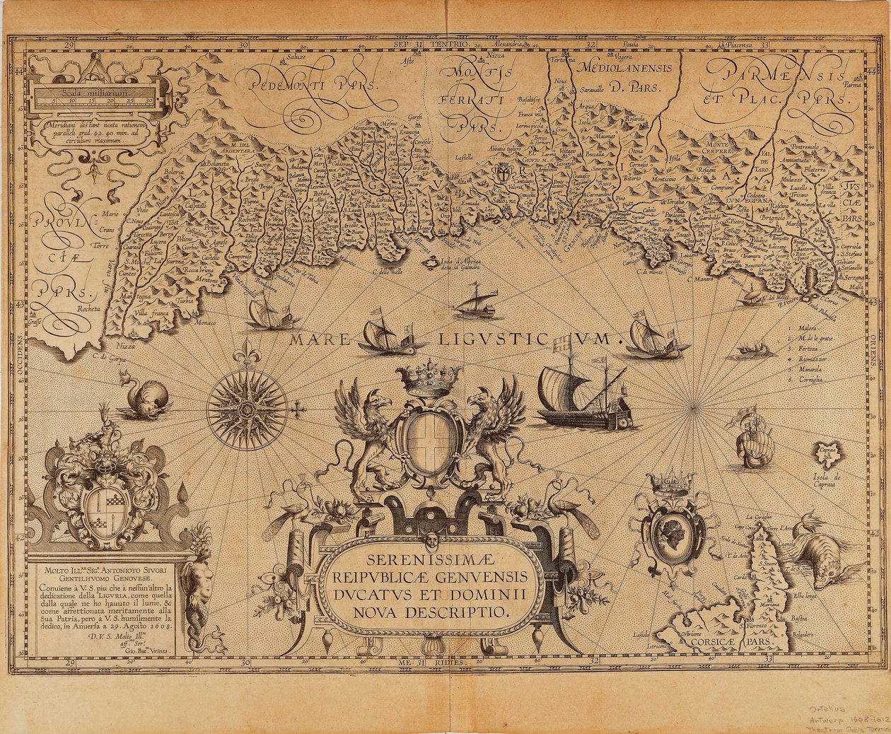 A República de Génova, Mapa de Jan Baptist Vrients do Theatrum Orbis Terrarum de Abraham Ortelius de Johannes Baptista Vrints