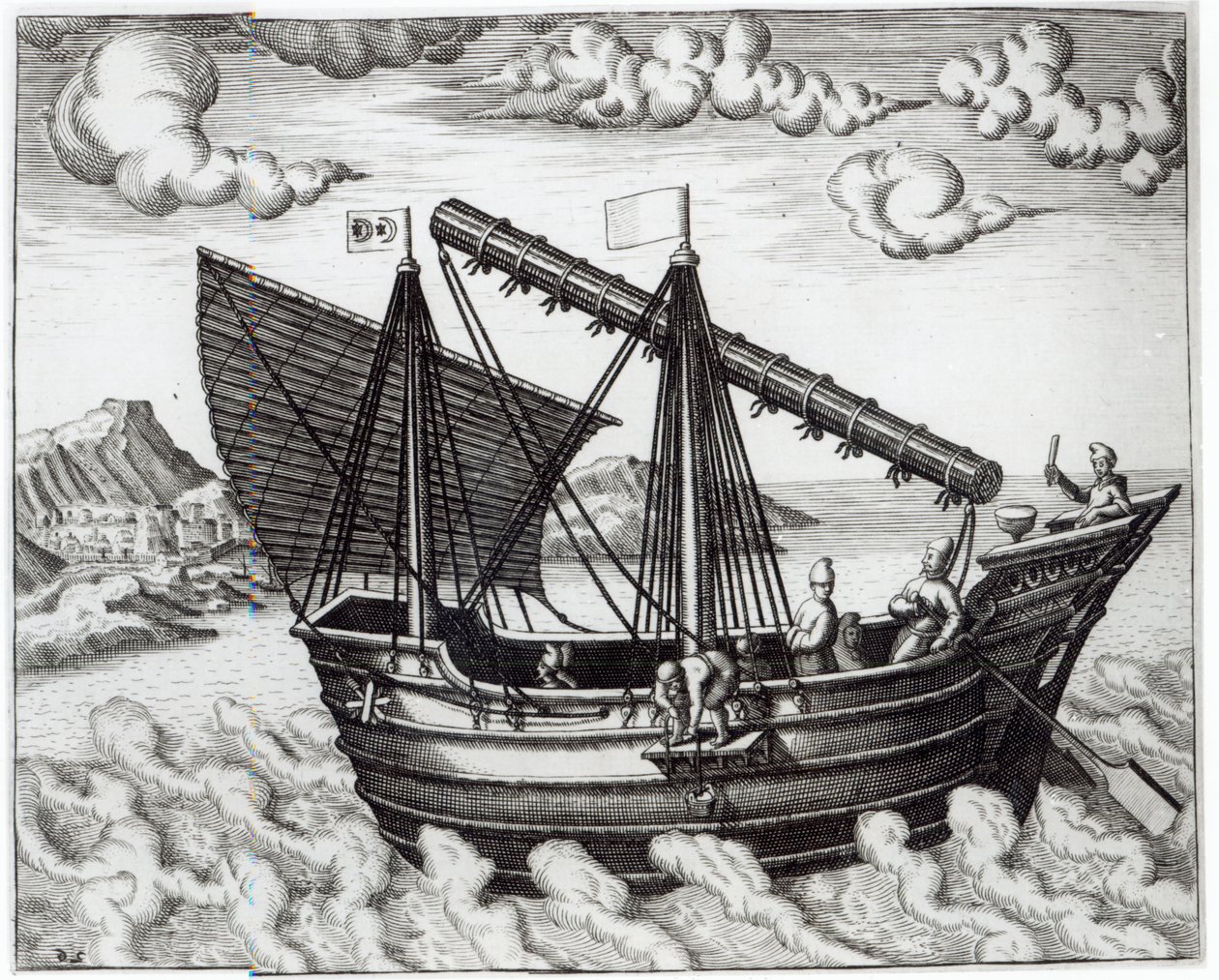Um Lixo Chinês, ilustração de &39;Jan Huyghen van Linschoten, Seu Discurso sobre Viagens às Índias Orientais e Orientais&39;, 1579-92 de Johannes Baptista van Doetechum the Younger