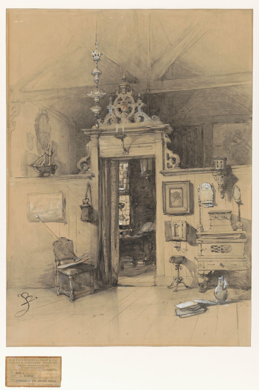 Portão no estúdio de Bosboom de Johannes Bosboom (signed by artist)