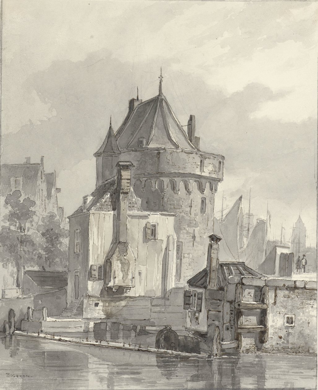Vista do Hoofdtoren em Hoorn de Johannes Bosboom