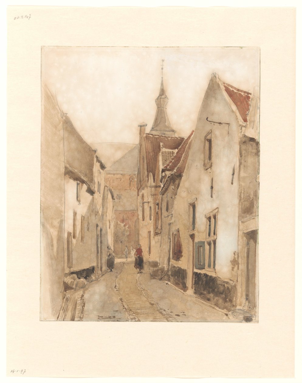 Vista da Ridderstraat no Kerksteeg, Hattem de Johannes Bosboom