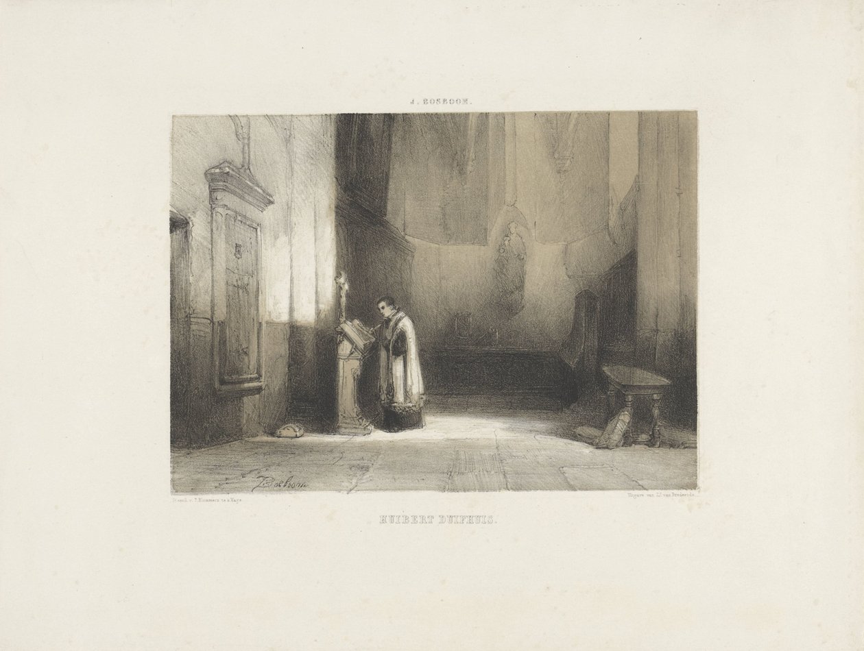 Hubert Duifhuis lendo em uma igreja de Johannes Bosboom