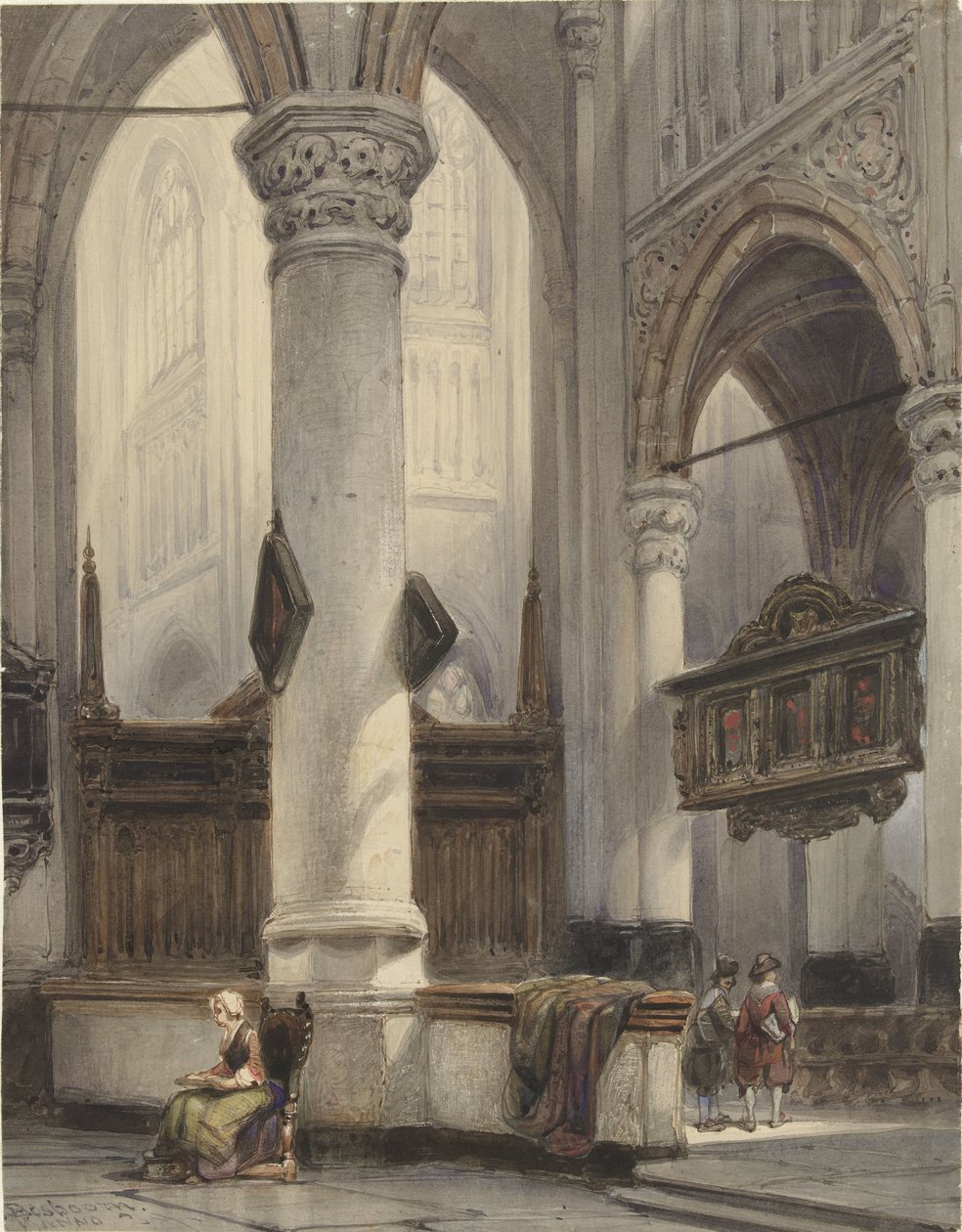 Interior do Nieuwe Kerk em Delft de Johannes Bosboom
