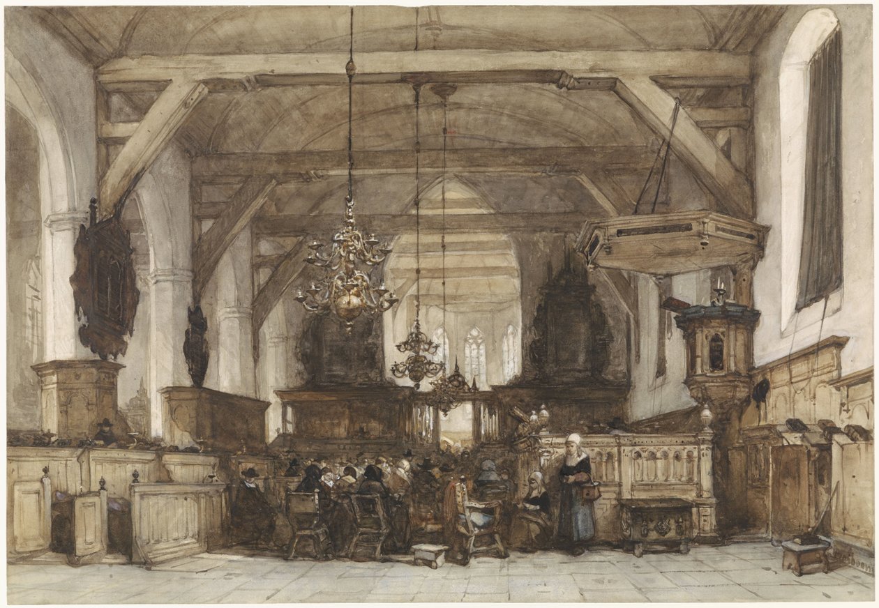 Interior da Igreja Velha em Maasland de Johannes Bosboom