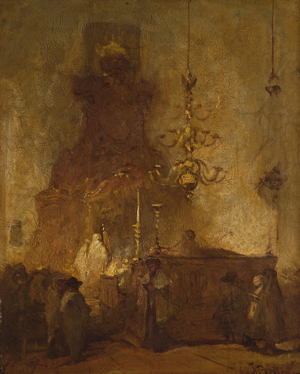 Interior de uma sinagoga alemã em Haia, 1875-1880 de Johannes Bosboom