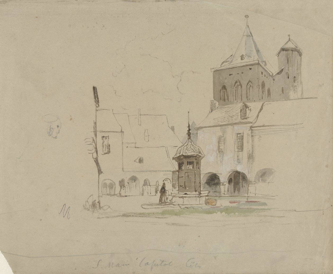 Estudo da praça de S. Maria im Kapitol em Colônia de Johannes Bosboom