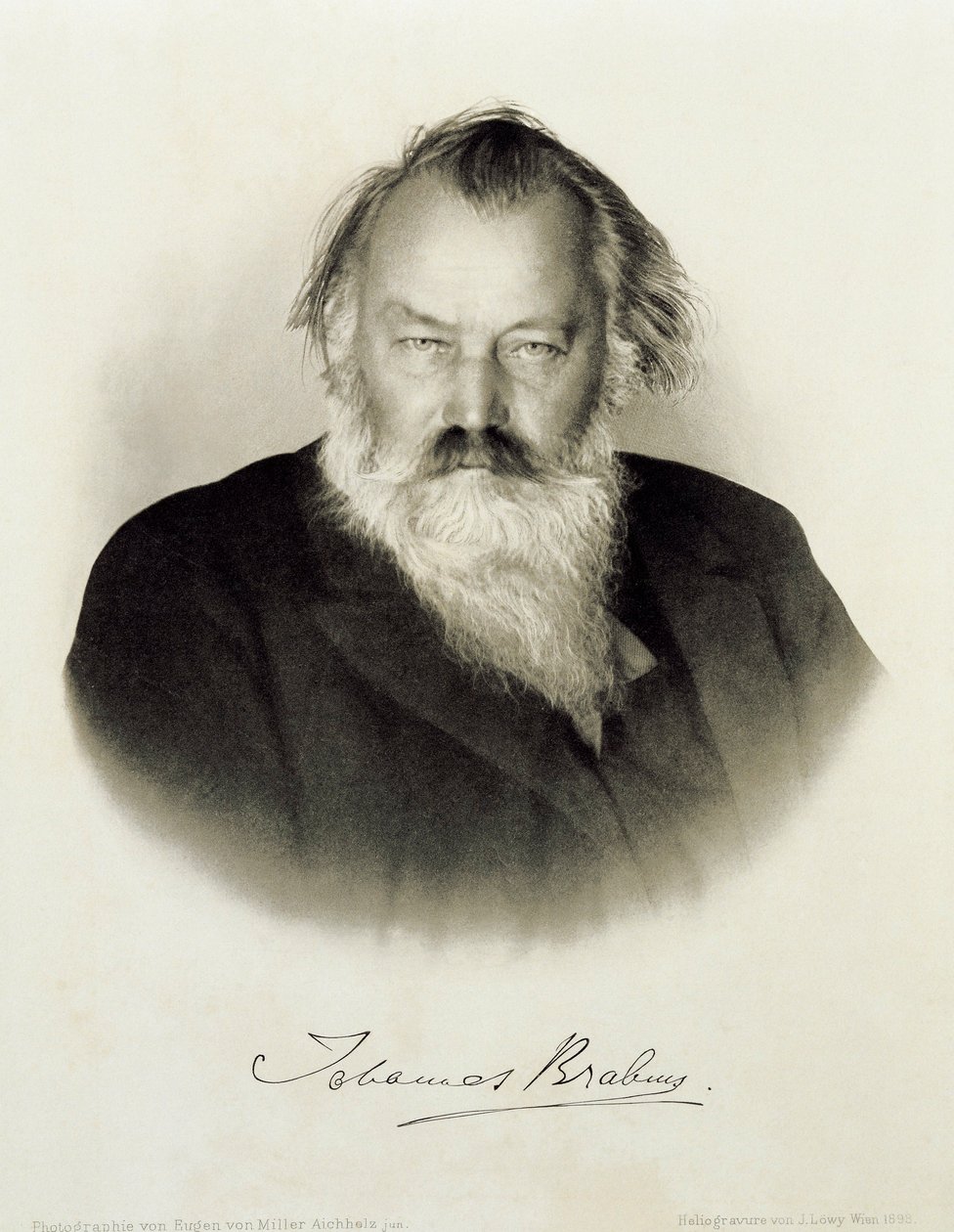 Alemanha, retrato gravado do compositor, pianista e maestro alemão Johannes Brahms de Johannes Brahms