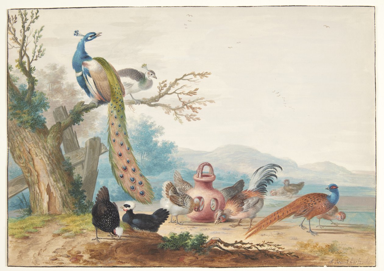 paisagem com pássaros de Johannes Bronckhorst