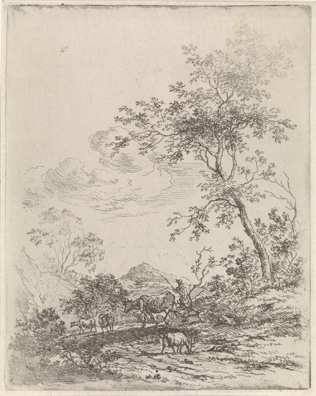Paisagem montanhosa com gado de Johannes Christiaan Janson