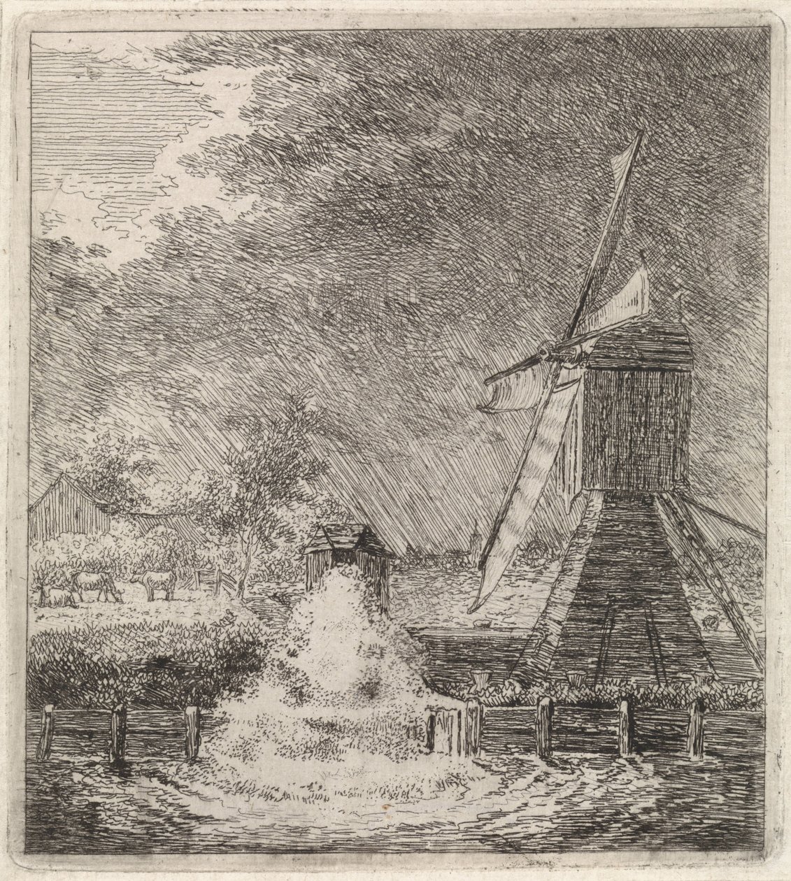 paisagem com moinho de água de Johannes Christiaan Janson