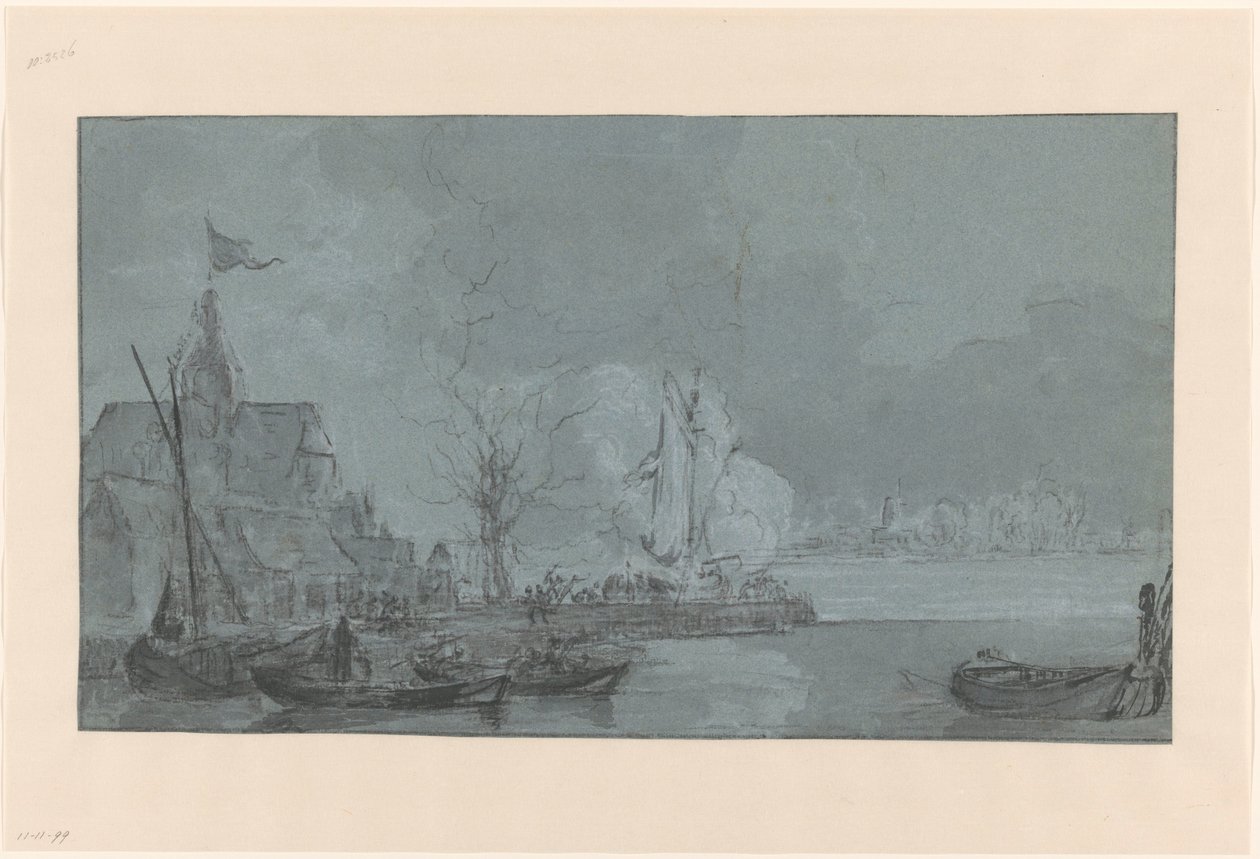 Último tiro de Dordrecht para os franceses em Papendrecht, 1813 de Johannes Christiaan Schotel