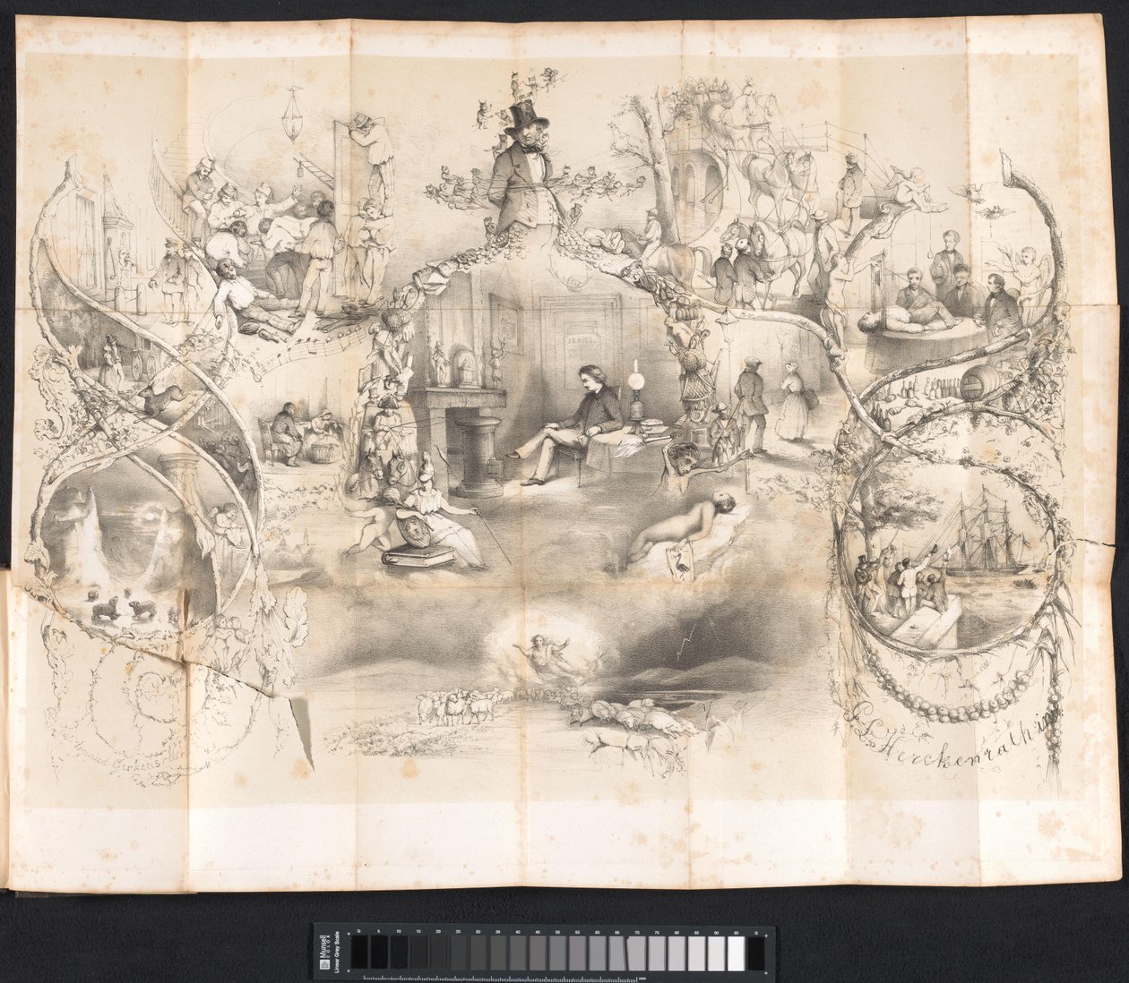 Desenho animado em Leiden Student Almanac, 1854 de Johannes Christiaan d