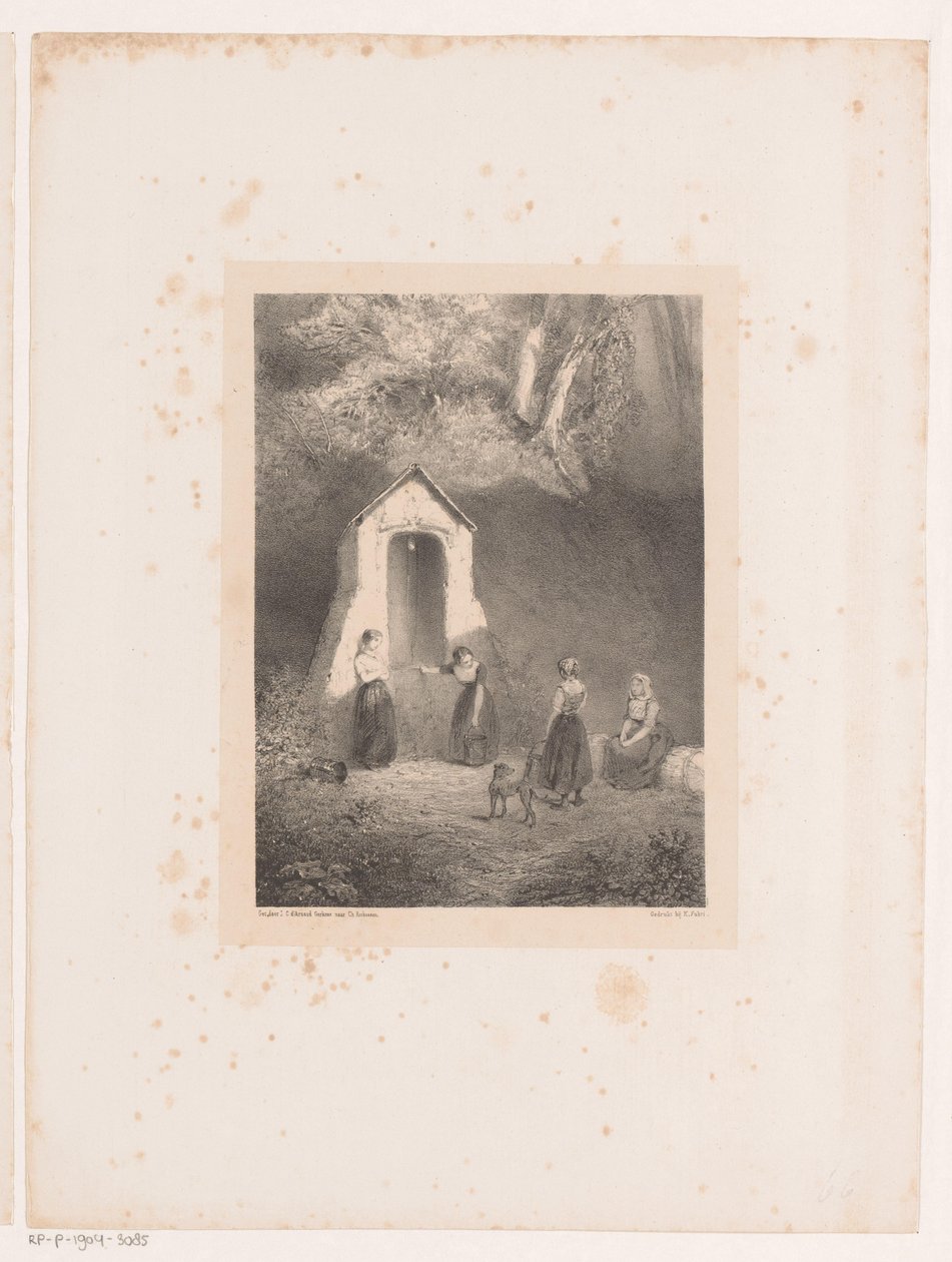 Quatro meninas em um poço de Johannes Christiaan d