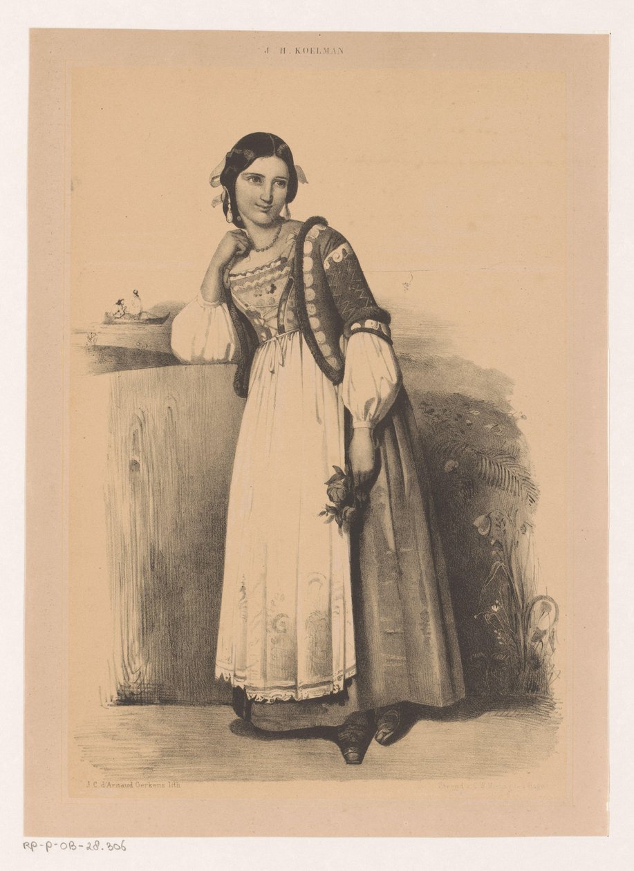 Mulher em traje italiano de Johannes Christiaan d