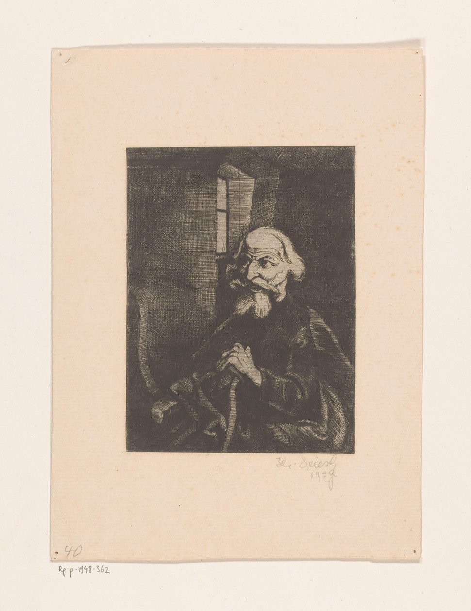 Velho sentado de Johannes Driesch (signed by artist)