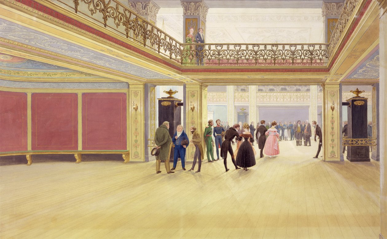Interior de um castelo, c.1830 (aguarela sobre papel) de Johannes Flintoe