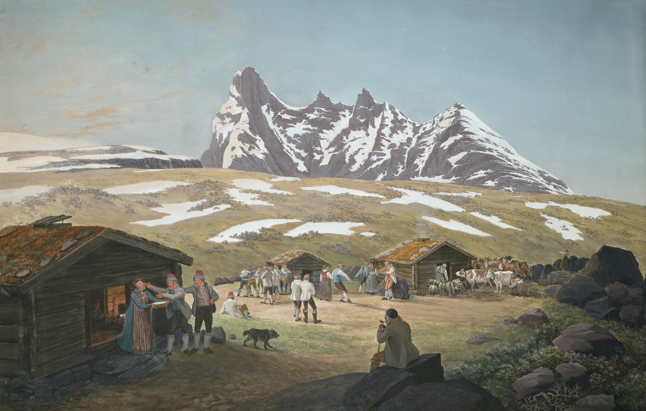 Vida de pastagem sob Skagastølstindane de Johannes Flintoe
