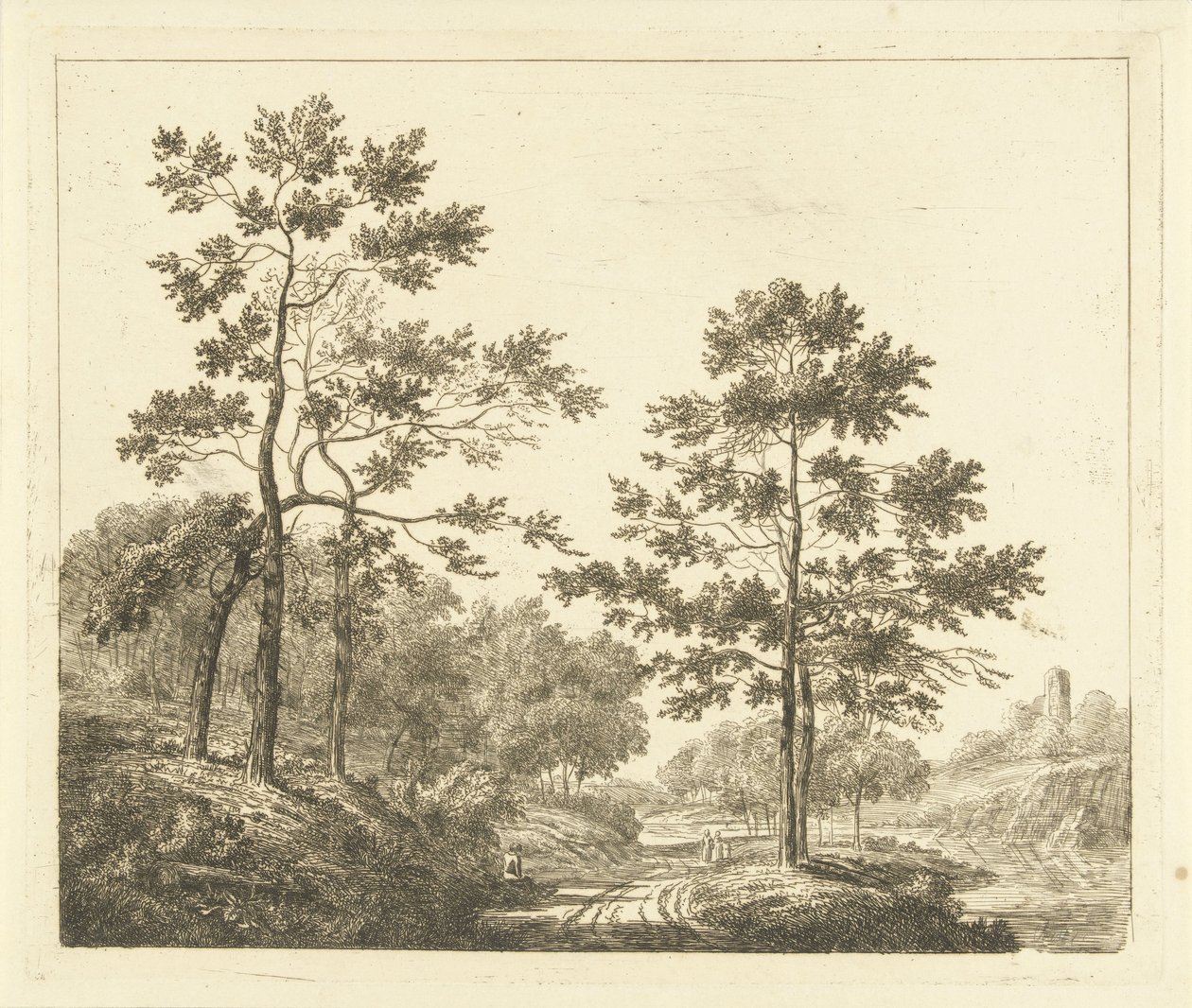 Caminho da floresta na paisagem montanhosa A estrada ao longo das colinas de Johannes Franciscus Christ