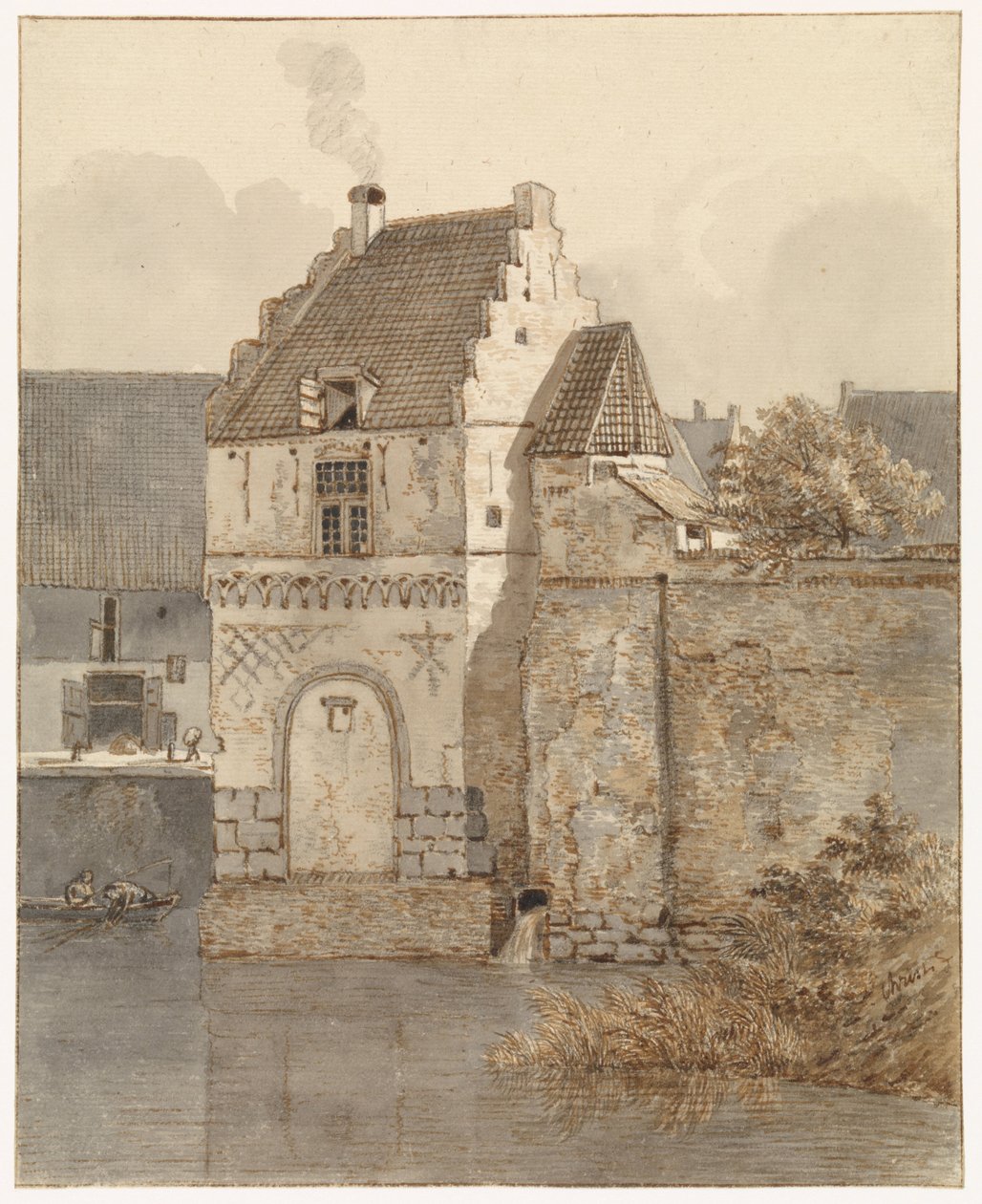Vista do Bottelpoort no Oude Haven em Nijmegen de Johannes Franciscus Christ