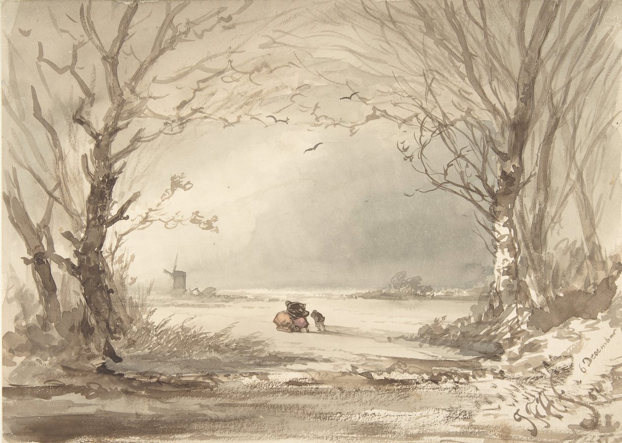 A Winter Landscape, 1854. de Johannes Franciscus Hoppenbrouwers