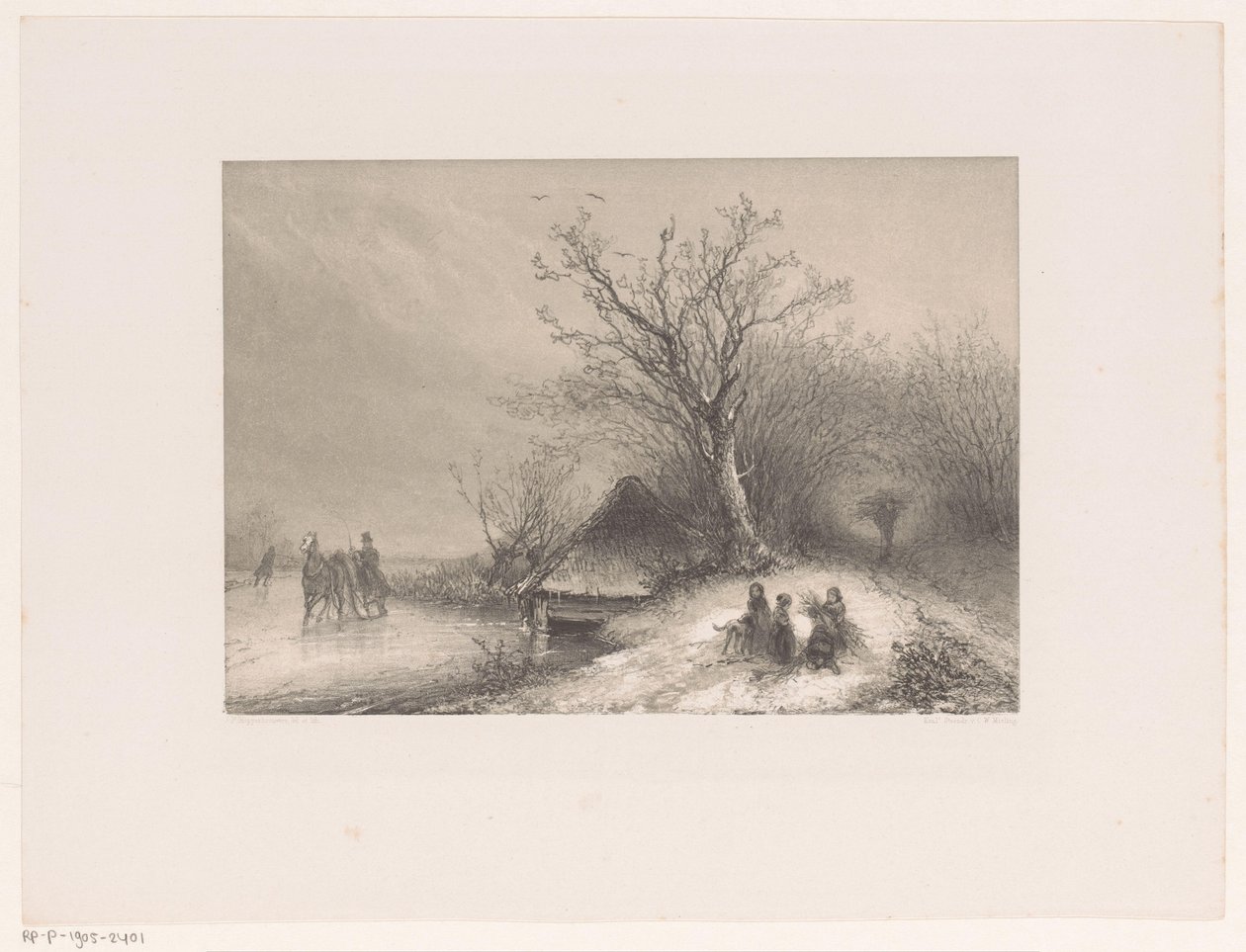 Vista de inverno com trenó no gelo de Johannes Franciscus Hoppenbrouwers