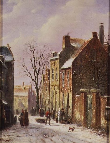 Cena de rua de inverno de Johannes Franciscus Spohler