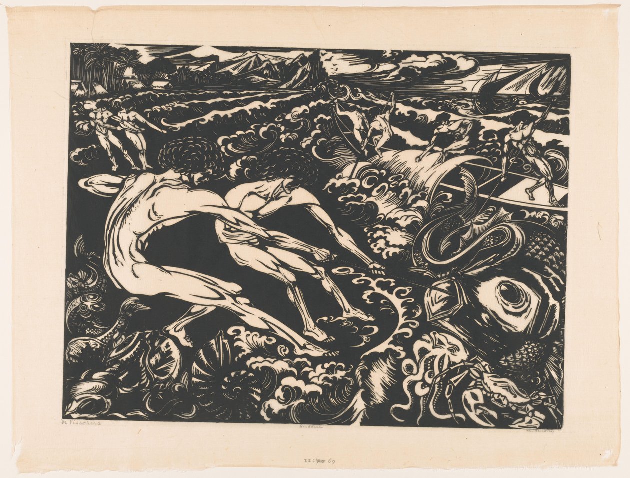Os Pescadores (título original no objeto) de Johannes Frederik Engelbert ten Klooster (signed by artist)