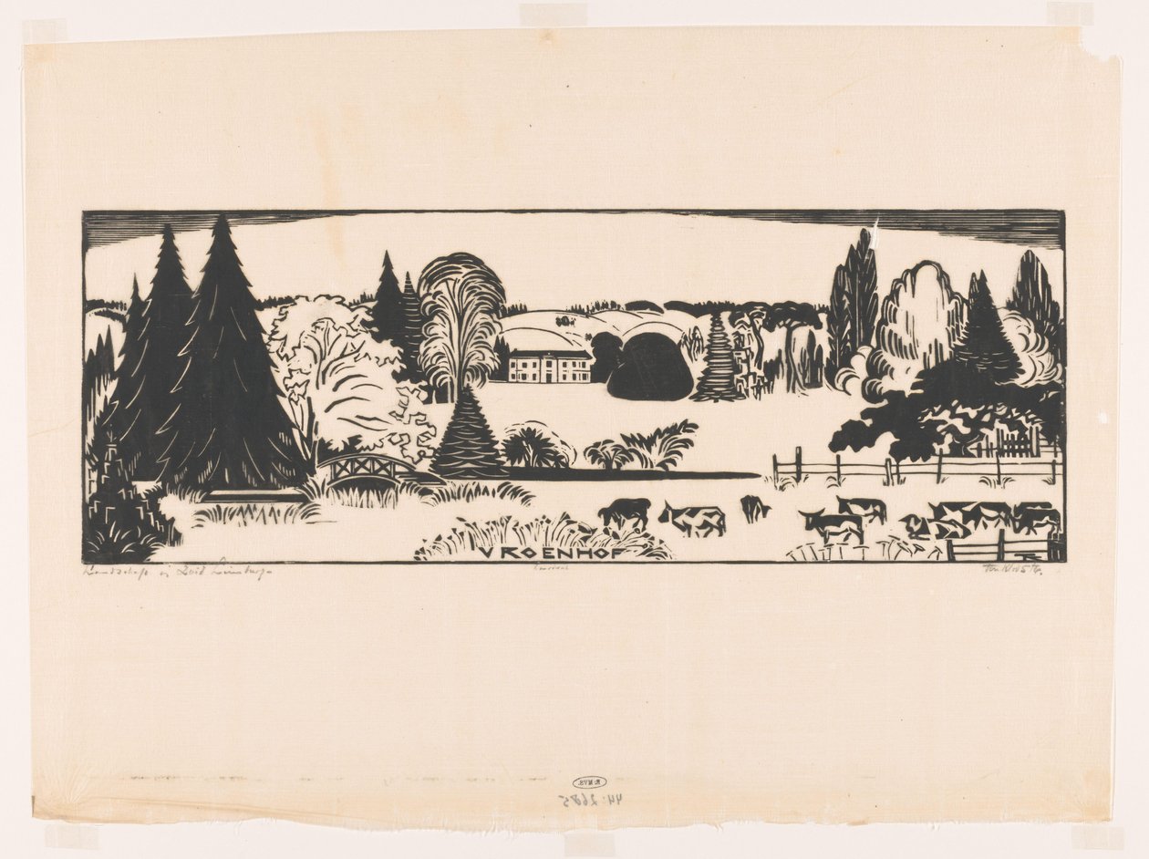 Paisagem em South Limburg (título original no objeto) Vroenhof (título no objeto) de Johannes Frederik Engelbert ten Klooster (signed by artist)