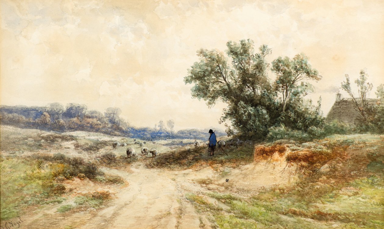 Paisagem (aquarela) de Johannes Gijsbert Vogel