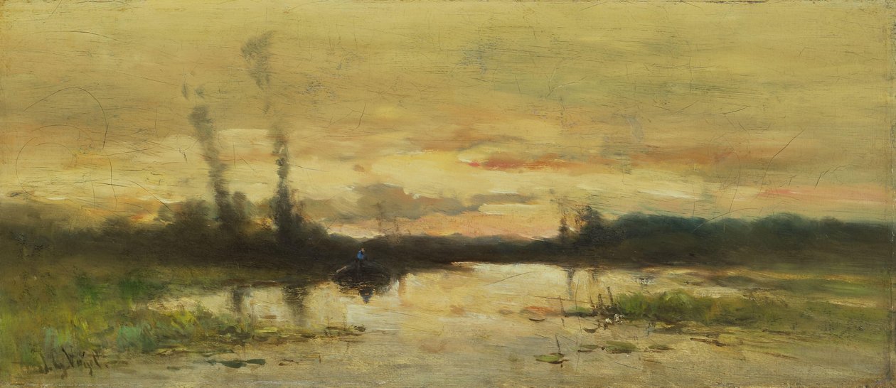 Paisagem no canal perto de Hilversum de Johannes Gijsbert Vogel