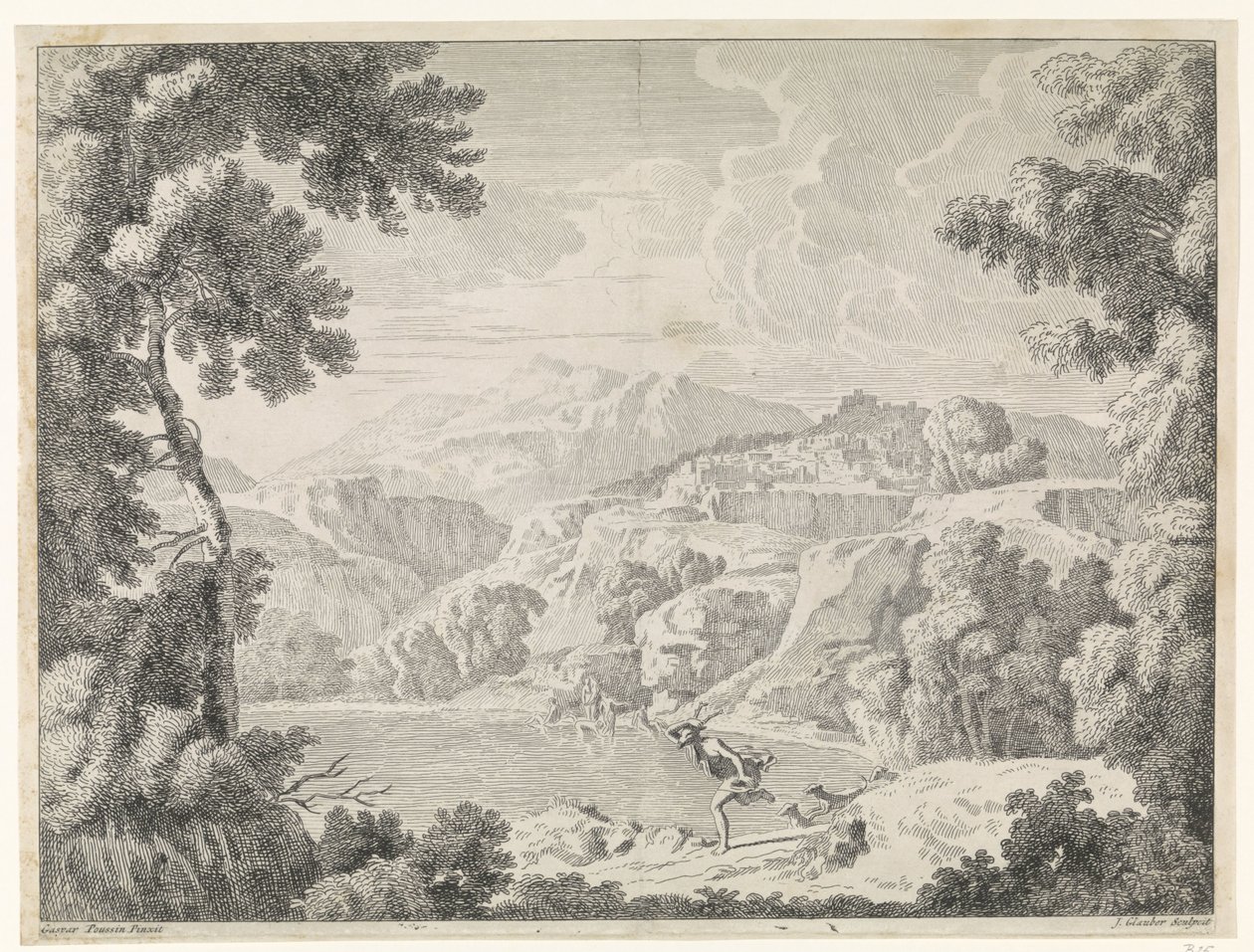 Acteon é transformado em veado pela banho de Diana Paisagens após Gaspar Poussin (título da série) de Johannes Glauber