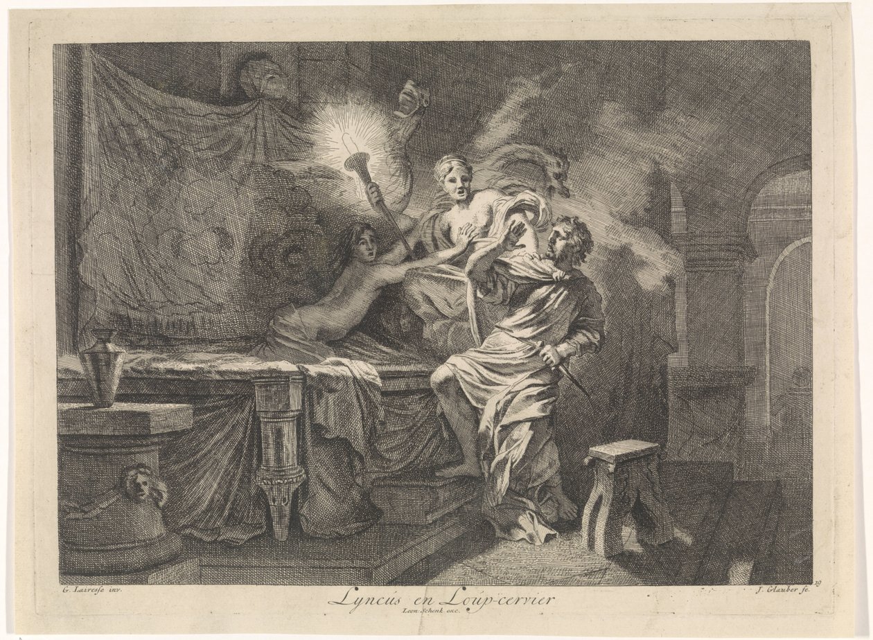 Ceres impede o assassinato de Triptolomeu
Lyncus e Loup-cervier (título sobre o objecto)
Representações bíblicas, mitológicas e alegóricas (título da série) de Johannes Glauber