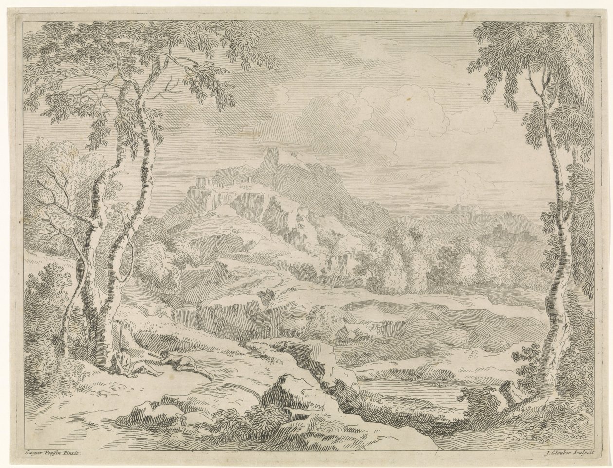 Paisagem com pastores Paisagens após Gaspar Poussin (título da série) de Johannes Glauber