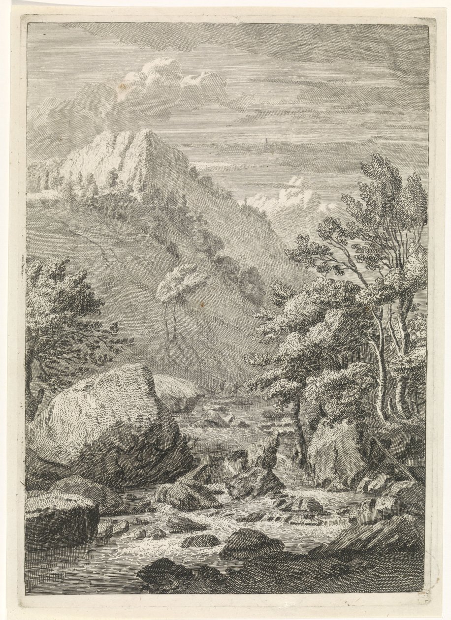 Ravina com uma grande queda de água
Paisagens nas Montanhas Chartreuzer (título da série) de Johannes Glauber