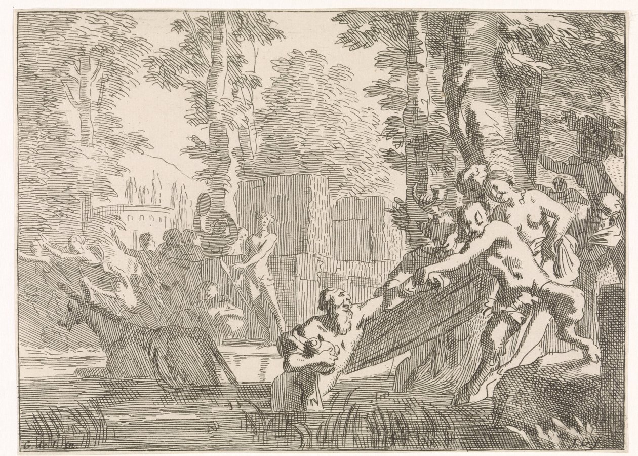 Silenus a ser puxado da água
Representações mitológicas e alegóricas (título da série) de Johannes Glauber