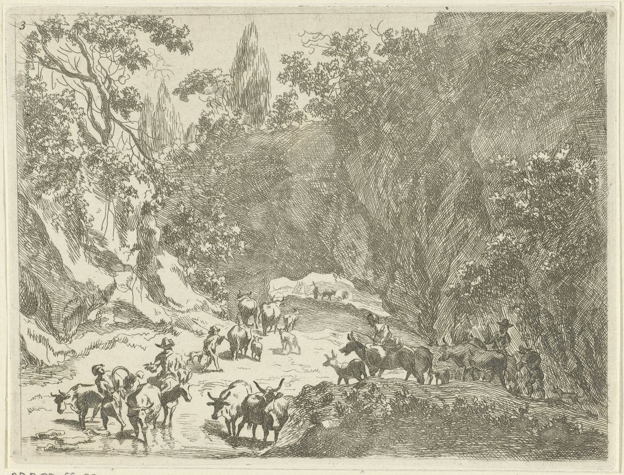 Paisagem montanhosa com pastores e gado Paisagens com Pastores e Gado (título da série) de Johannes Gronsveld