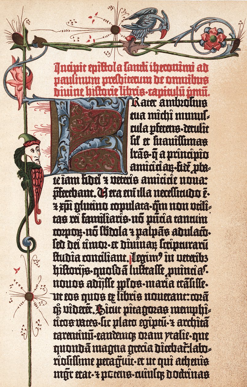 Página da Bíblia de Gutenberg, c1455 de Johannes Gutenberg