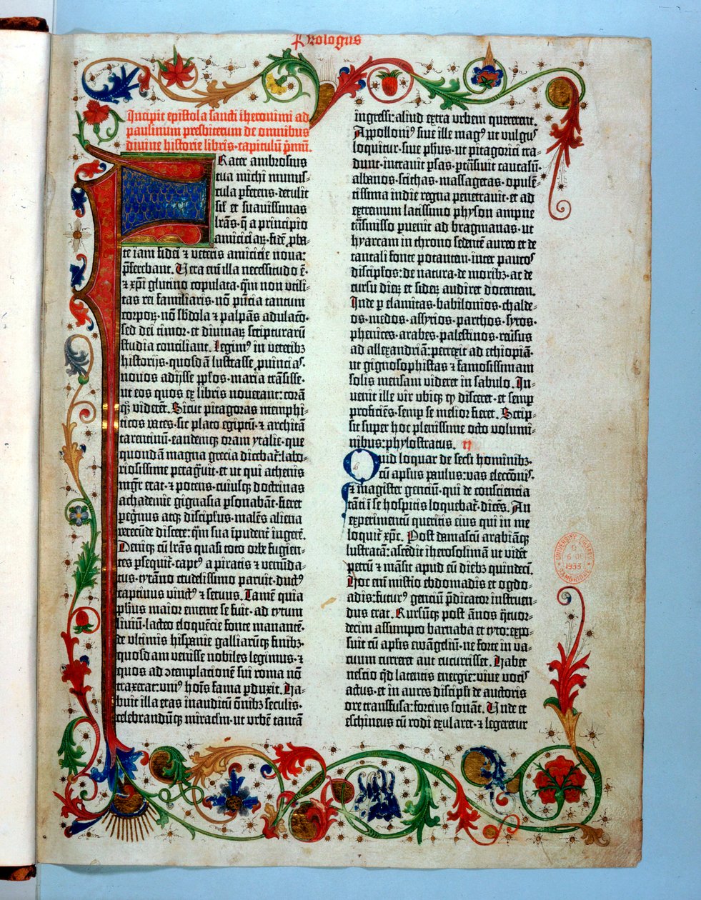 Página de uma Bíblia de Gutenberg, 1455 de Johannes Gutenberg
