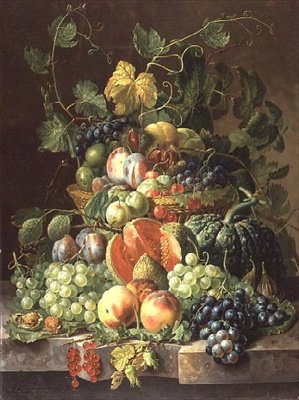Cesta de frutas (óleo sobre painel) de Johannes Hendrick Fredriks