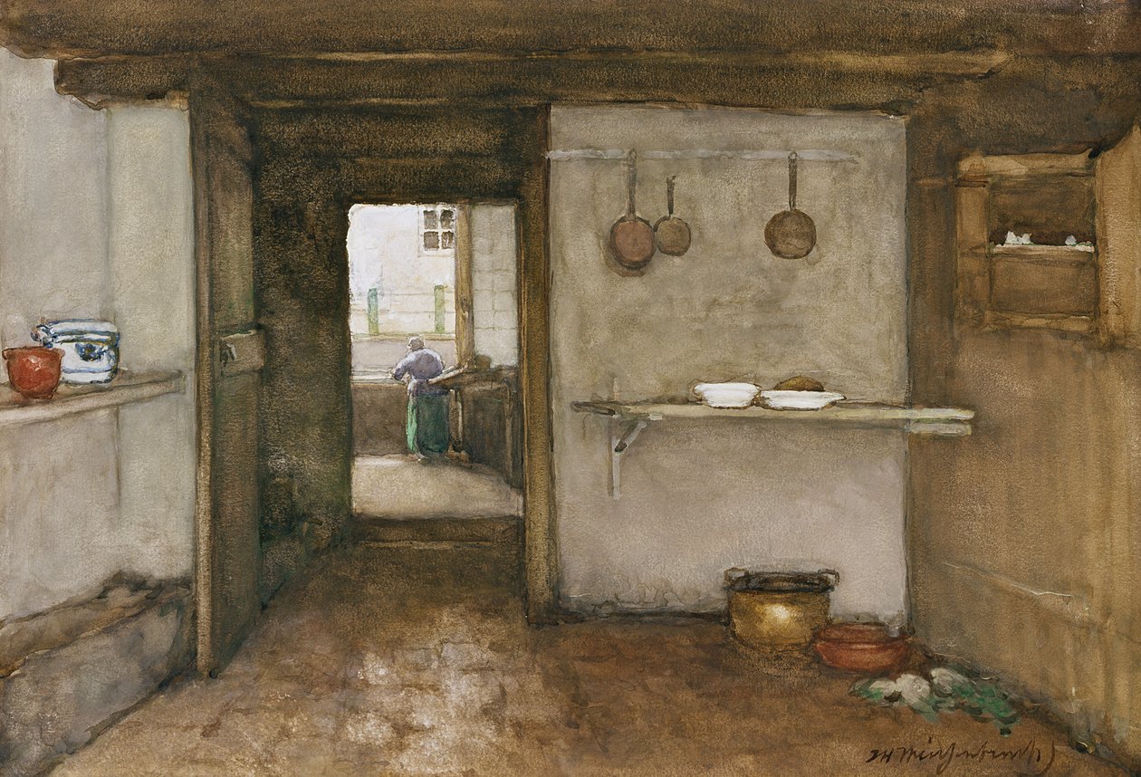 Interior da cozinha, c.1899 de Johannes Hendrik Weissenbruch