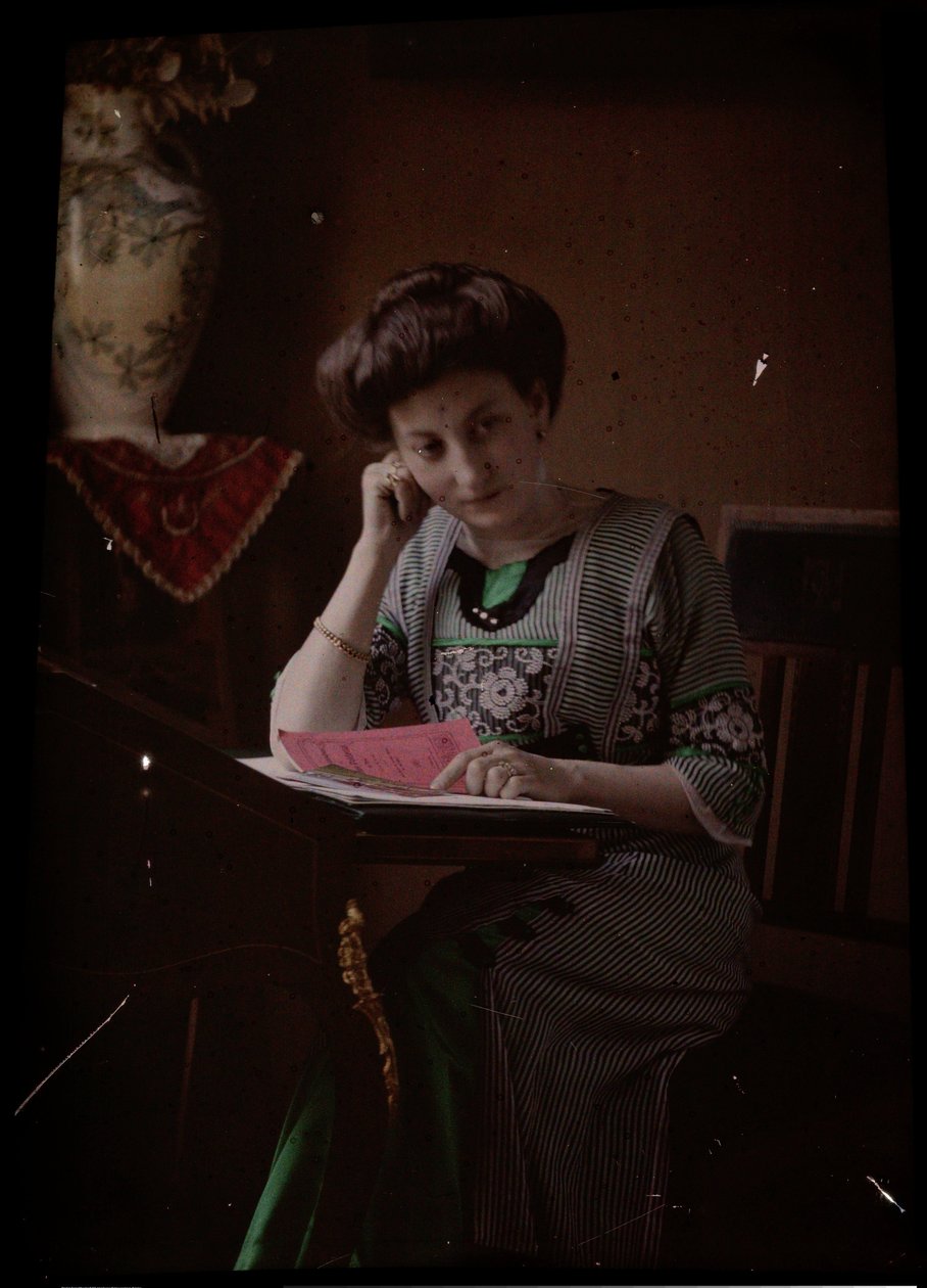 Mulher atrás da mesa de leitura de Johannes Hendrikus Antonius Maria Lutz