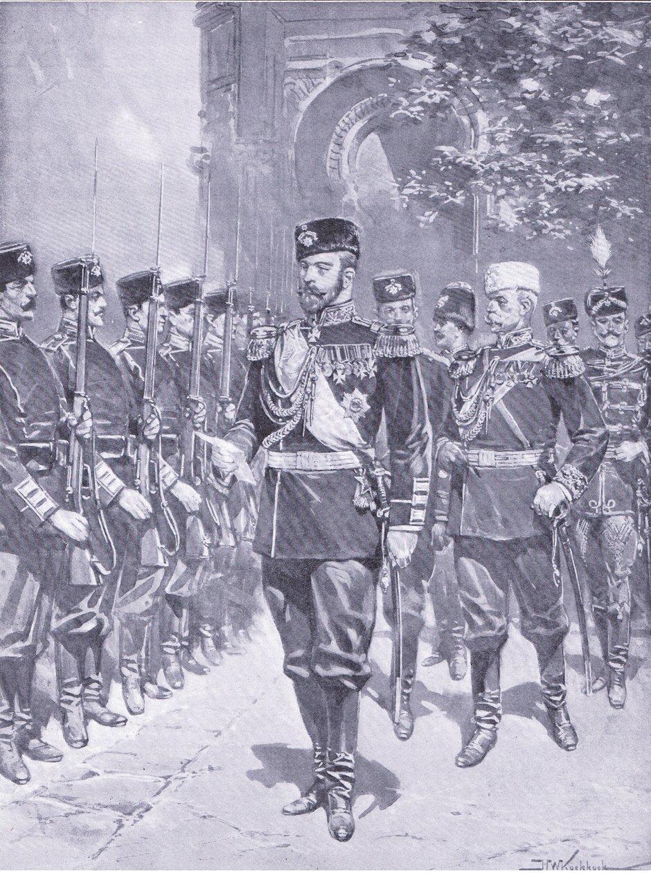 Sua Majestade Imperial o Tzar, ilustração deCassells História da Guerra Russo-Japonesa Vol 1, c.1900 de Johannes Hermann Barend Koekkoek