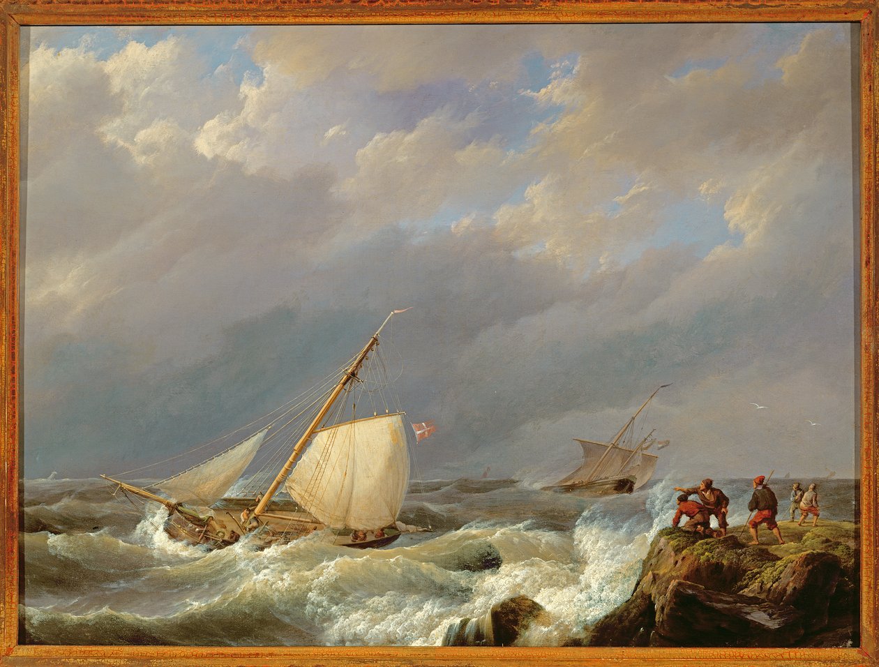 Navios em uma costa de Lee em um vendaval de vento, 1844 de Johannes Hermann Barend Koekkoek