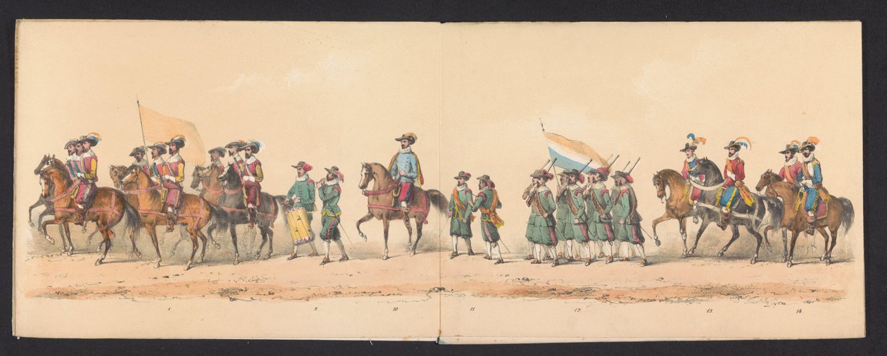 Concurso histórico dos alunos da Escola Secundária de Groningen, 1850 (placa 2)
Representação fantasiada da entrada de Maurice, Príncipe de Orange, Conde de Nassau, etc. e Willem Lodewijk, Conde de Nassau, em Groningen, no ano 1594, por H.H. de Johannes Hermanus van de Weijer