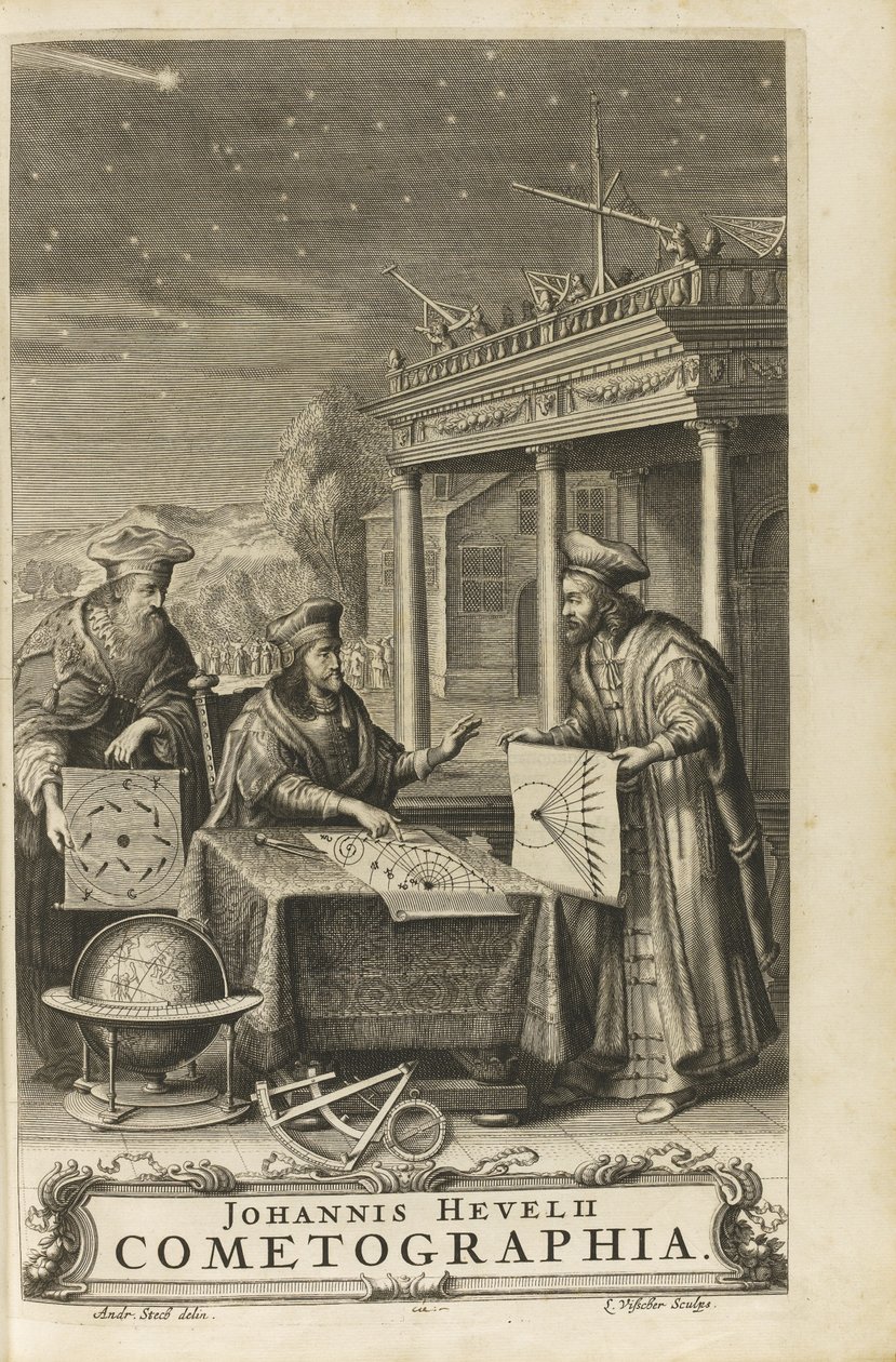 Cometographia. Frontispício, 1668 de Johannes Hevelius
