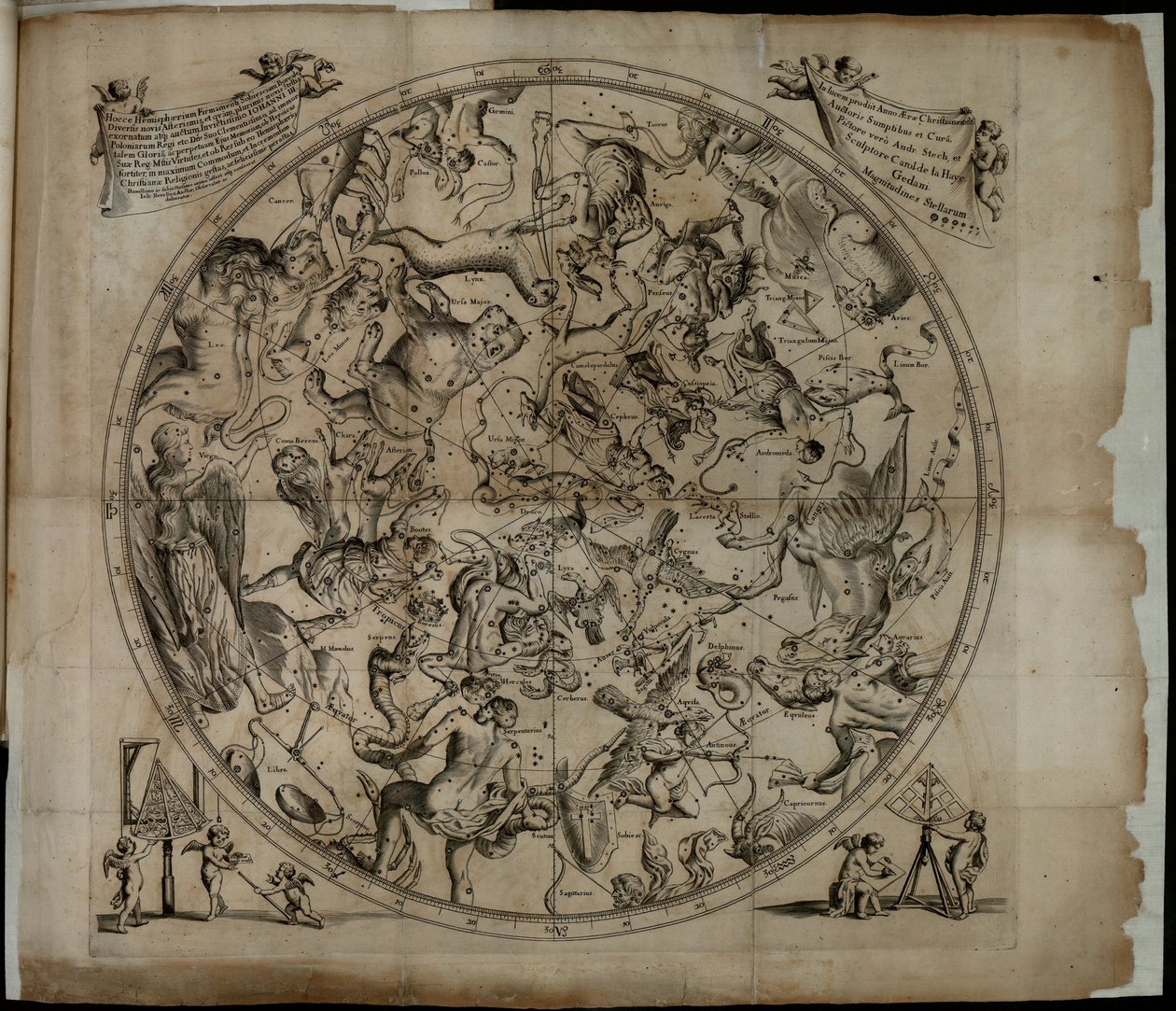 Tabela da constelação do Hemisfério Norte Firmamentum Sobiescianumsive Uranographia de Johannes Hevelius