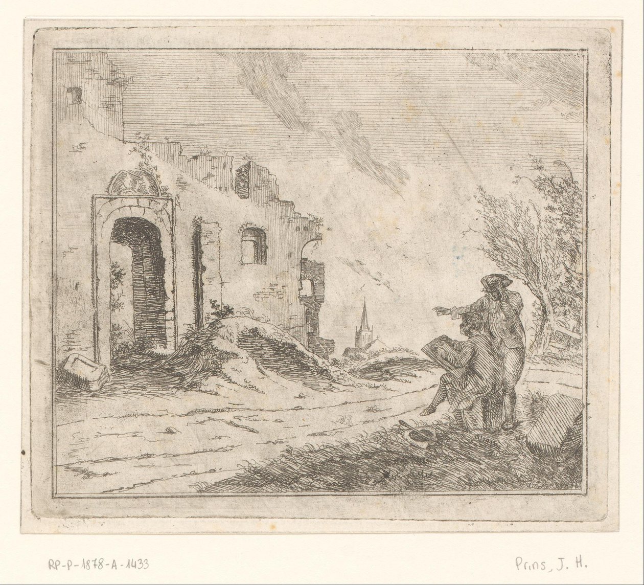 Desenhista em uma ruína de Johannes Huibert Prins