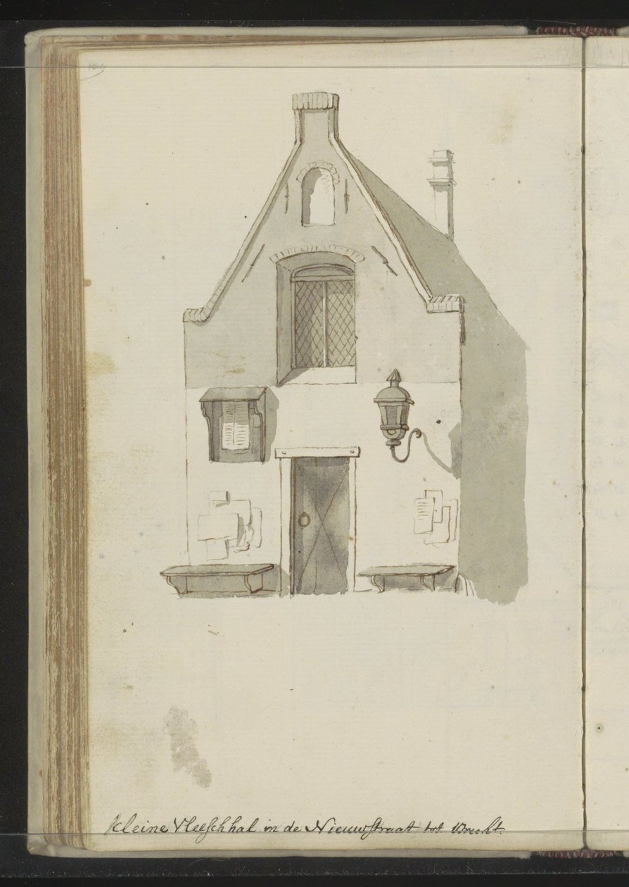 Fachada do Kleine Vleeshal na Lange Nieuwstraat em Utrecht de Johannes Huibert Prins