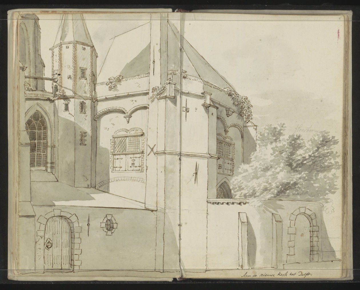 Vista lateral do Nieuwe Kerk em Delft de Johannes Huibert Prins